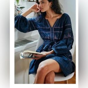 Anthropologie Navy and Purple Dress